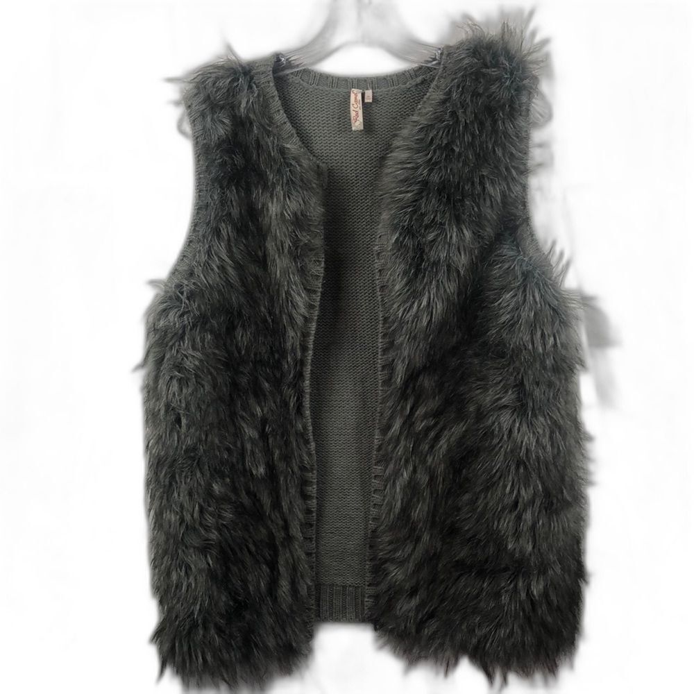 Red Camel Women's Faux Fur Gray‎ Vest Jacket size M